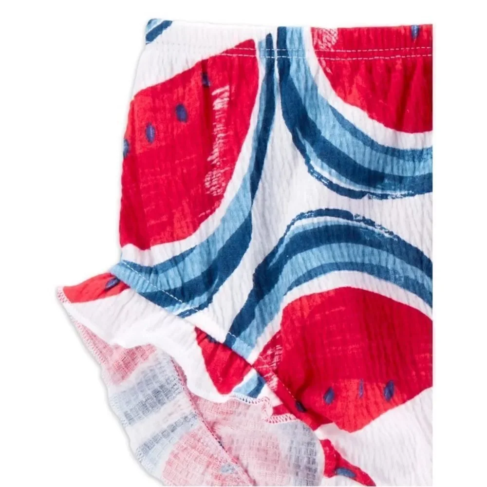 Baby Girl Patriotic Watermelon Summer Outfit Shorts Set, 2-Piece, Size 0-3M